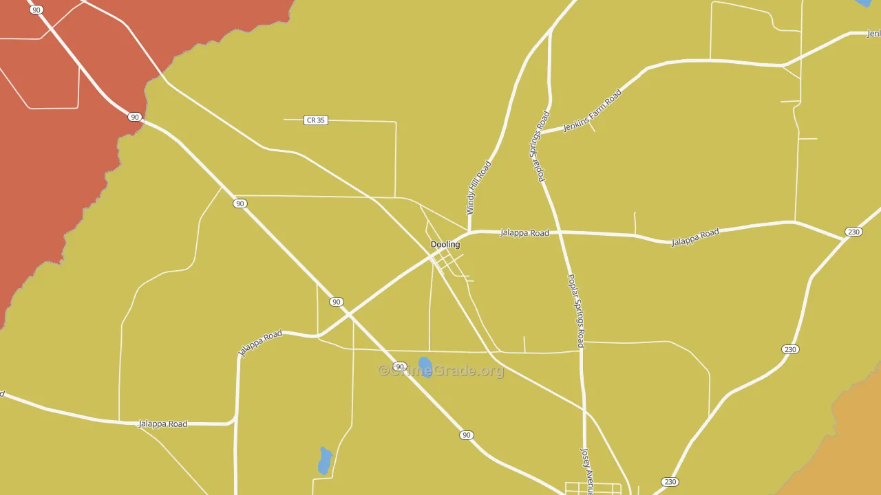 Dooling, GA Map of Robbery Rates