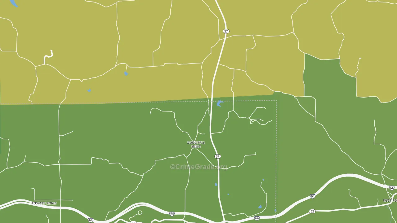 Doolittle Mills, IN Map of Robbery Rates