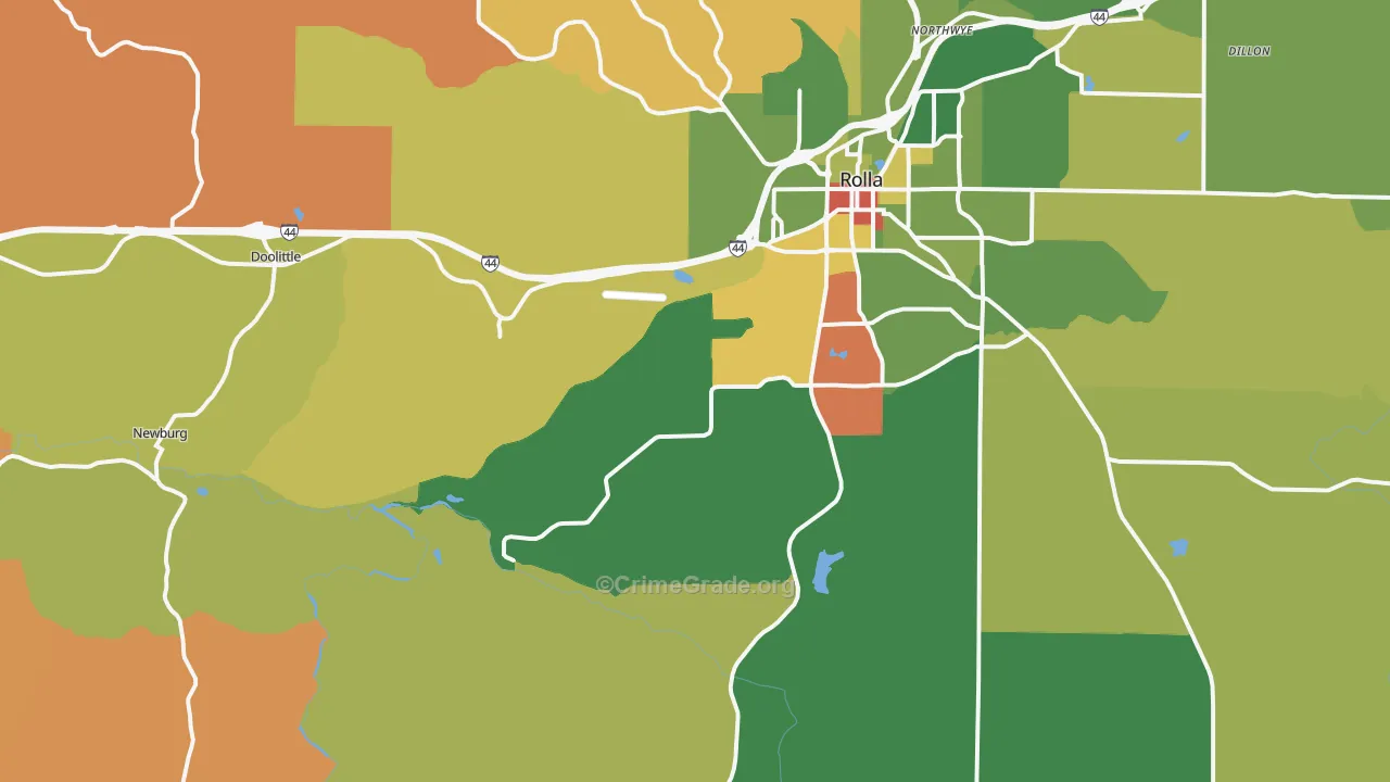 Doolittle, MO Map of Robbery Rates