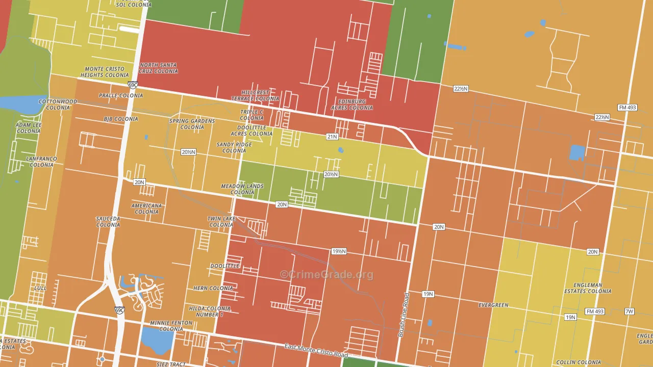 Doolittle, TX Map of Robbery Rates
