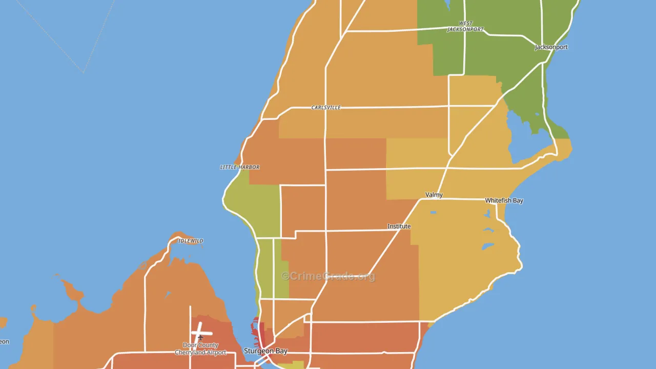 Door County, WI Map of Robbery Rates