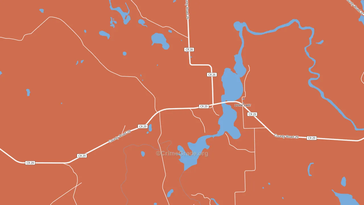 Dora Lake, MN Map of Robbery Rates