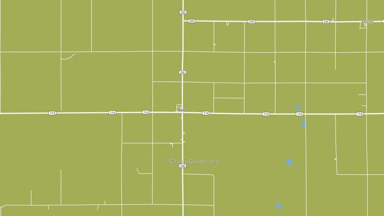 Dora, NM Map of Robbery Rates