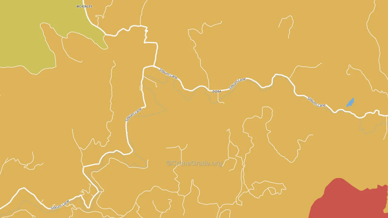 Dora, OR Map of Robbery Rates