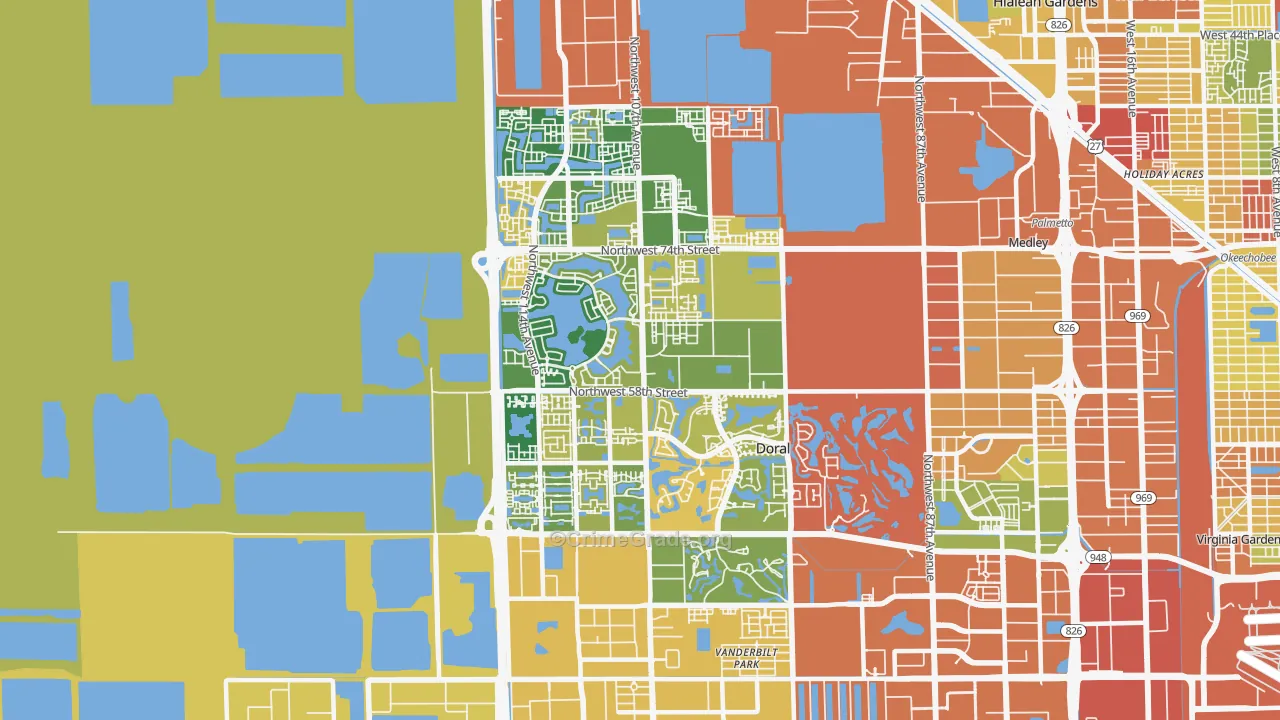 Doral, FL Map of Robbery Rates