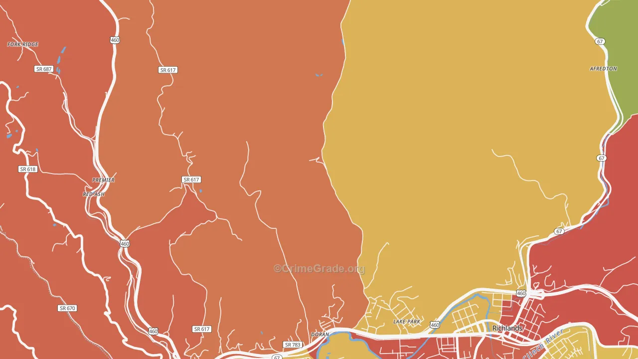 Doran, VA Map of Robbery Rates