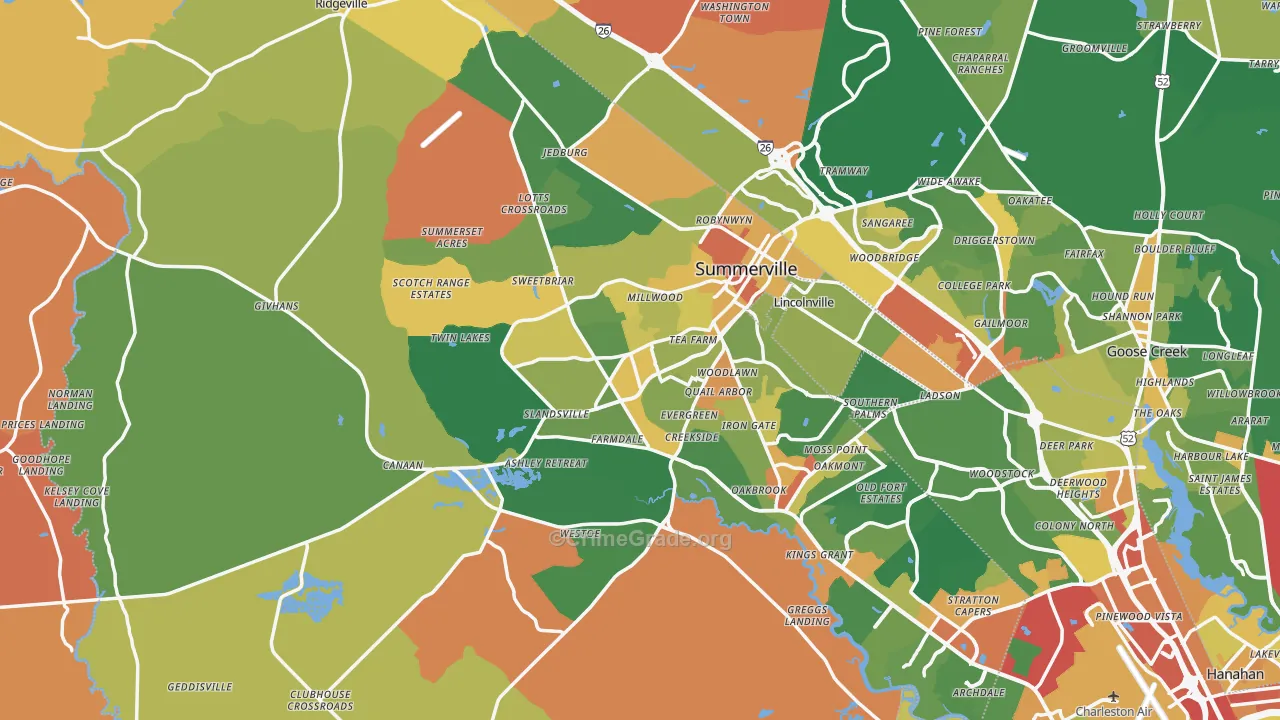 Dorchester County, SC Map of Robbery Rates