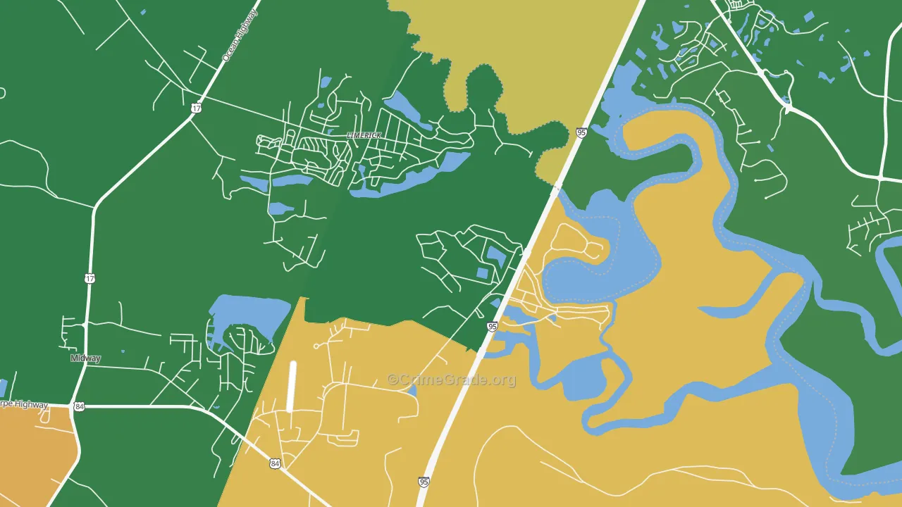 Dorchester, GA Map of Robbery Rates