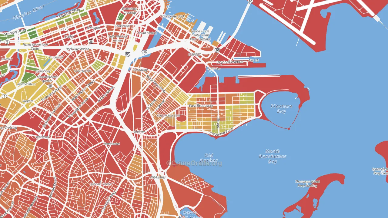 Dorchester Heights, Boston, MA Map of Robbery Rates