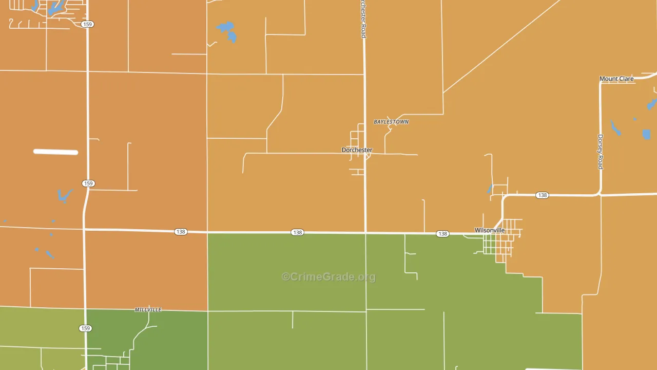 Dorchester, IL Map of Robbery Rates