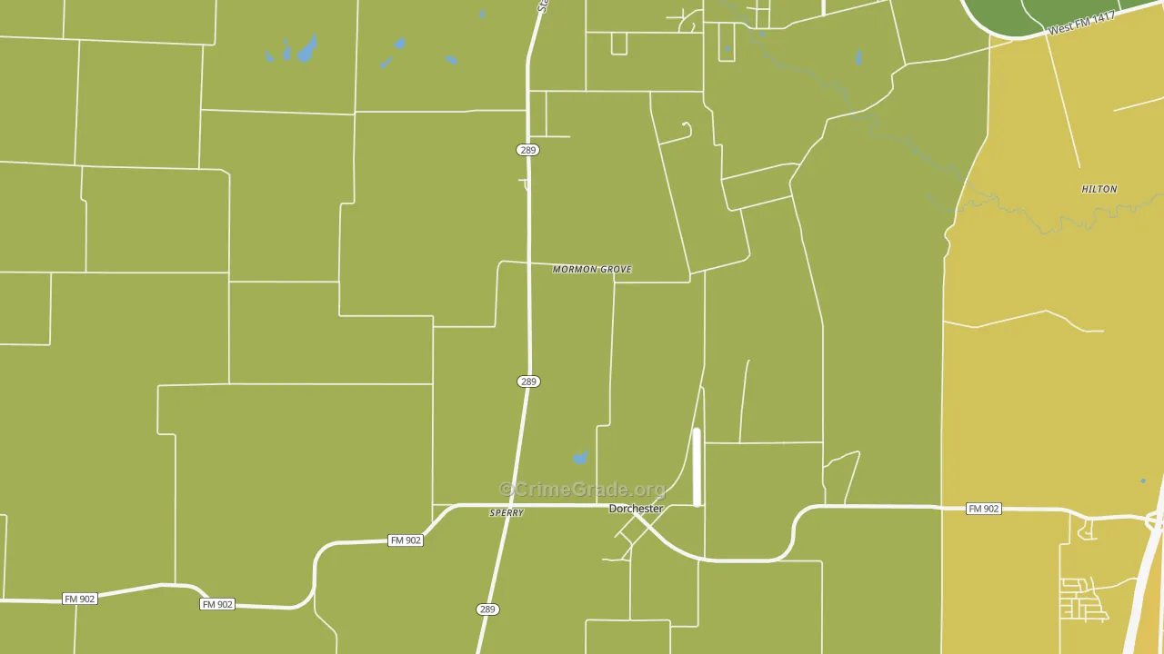 Dorchester, TX Map of Robbery Rates