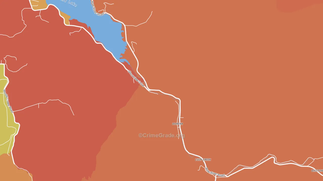 Dorena, OR Map of Robbery Rates