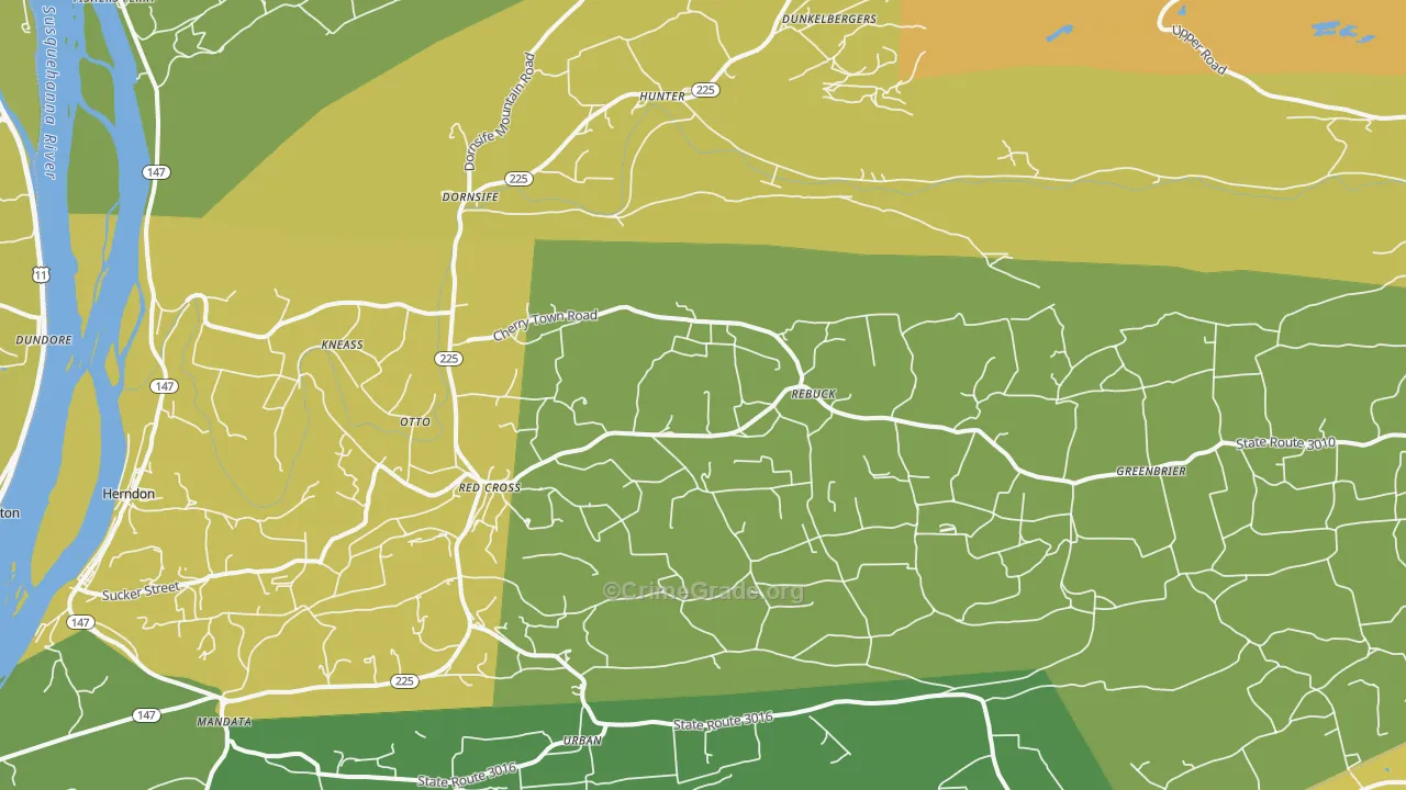 Dornsife, PA Map of Robbery Rates