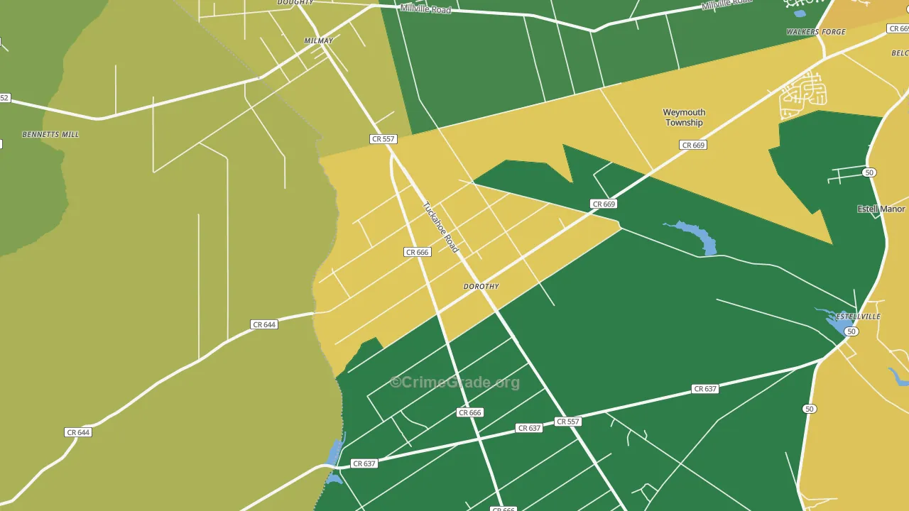 Dorothy, NJ Map of Robbery Rates