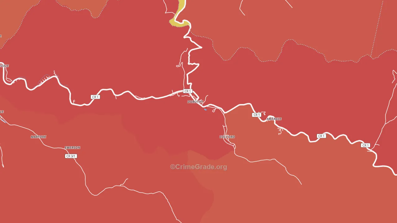 Dorothy, WV Map of Robbery Rates