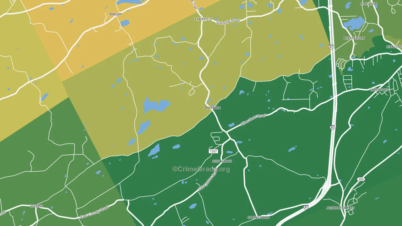 Dorrance, PA Map of Robbery Rates