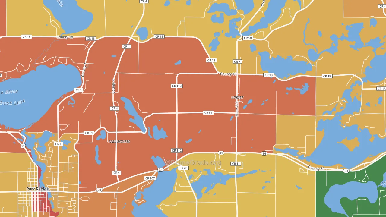 Dorset, MN Map of Robbery Rates