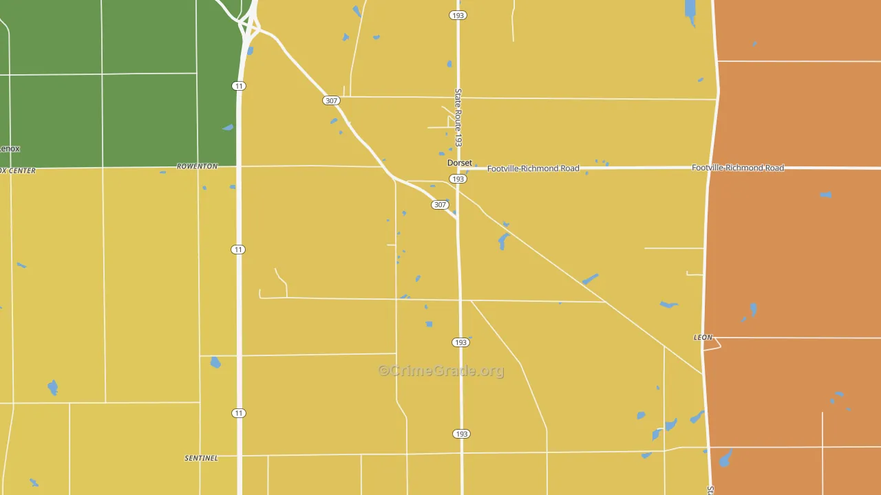 Dorset, OH Map of Robbery Rates