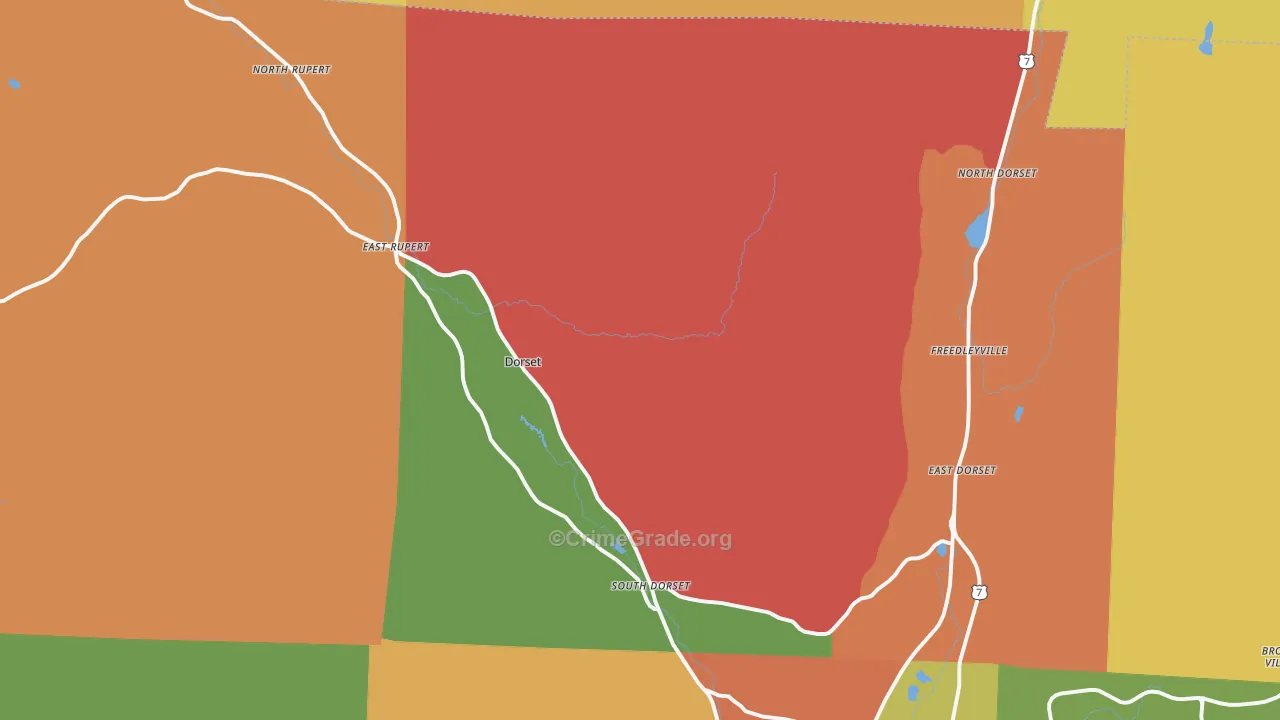Dorset, VT Map of Robbery Rates