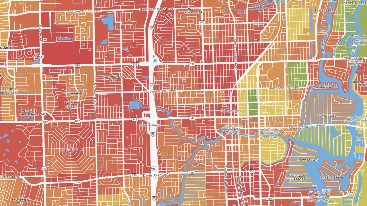 Dorsey-Riverbend, Fort Lauderdale, FL Map of Robbery Rates