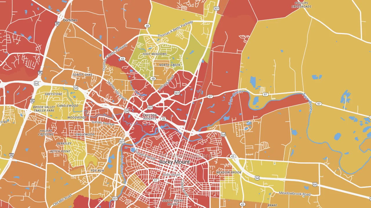 Dortches, NC Map of Robbery Rates