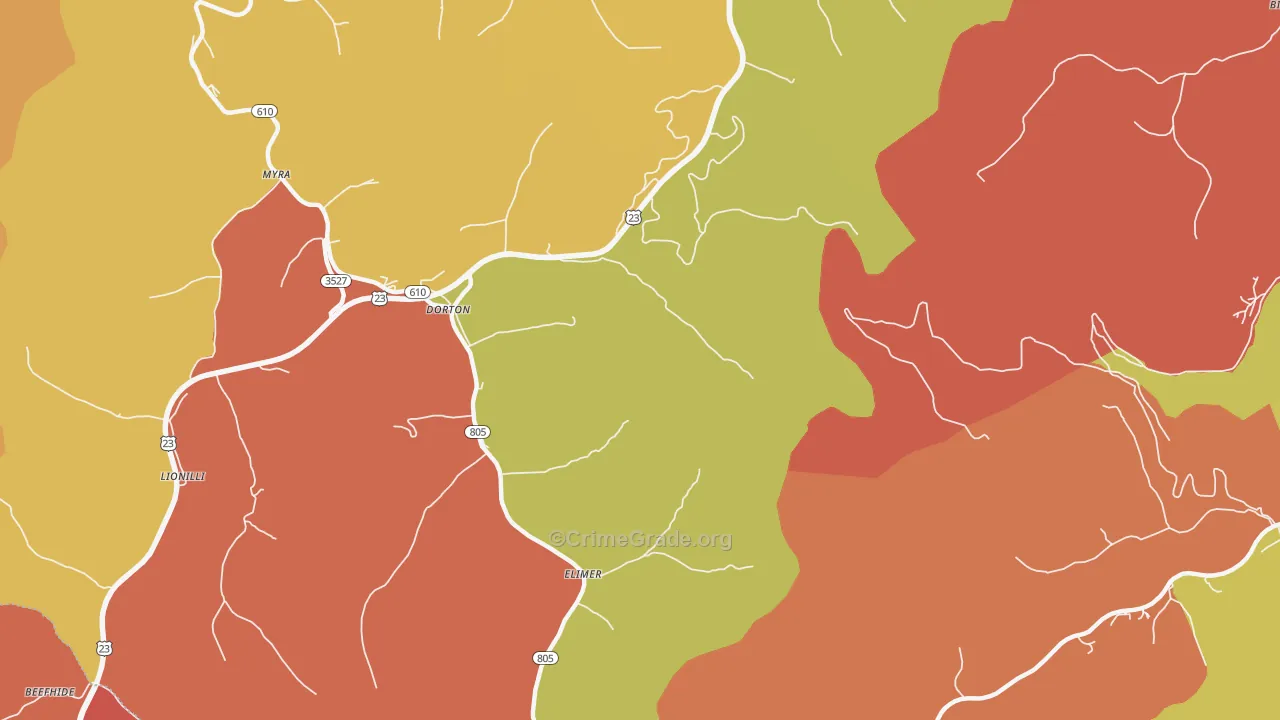 Dorton, KY Map of Robbery Rates