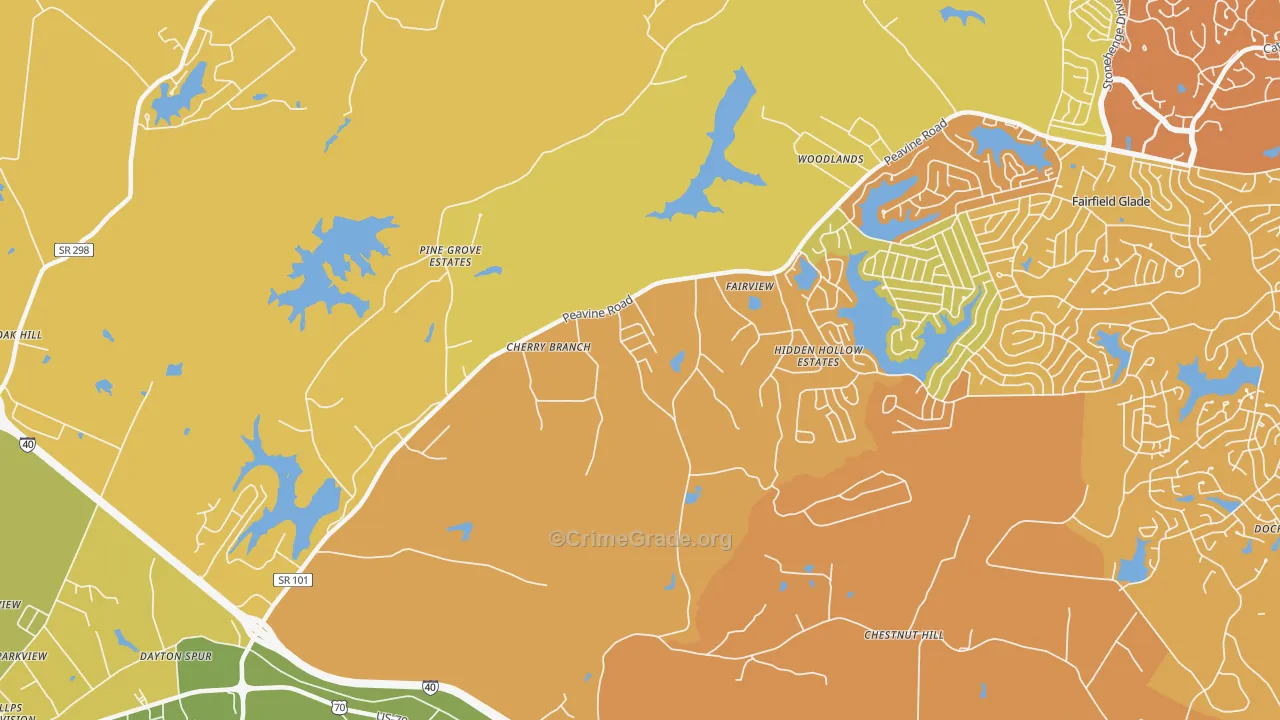 Dorton, TN Map of Robbery Rates