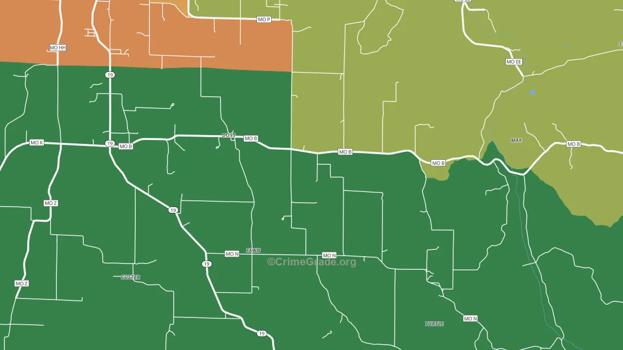 Doss, MO Map of Robbery Rates
