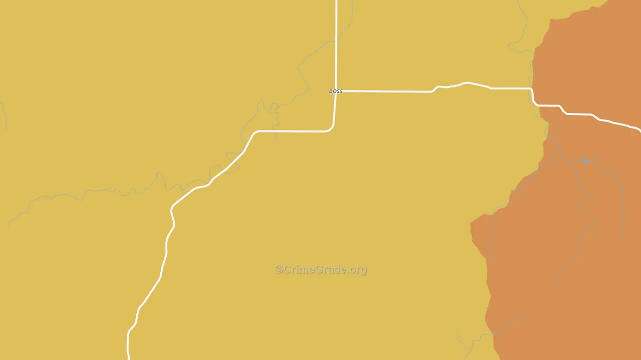 Doss, TX Map of Robbery Rates