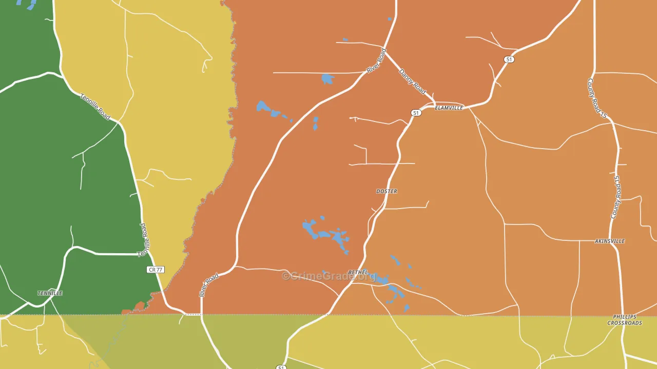 Doster, AL Map of Robbery Rates
