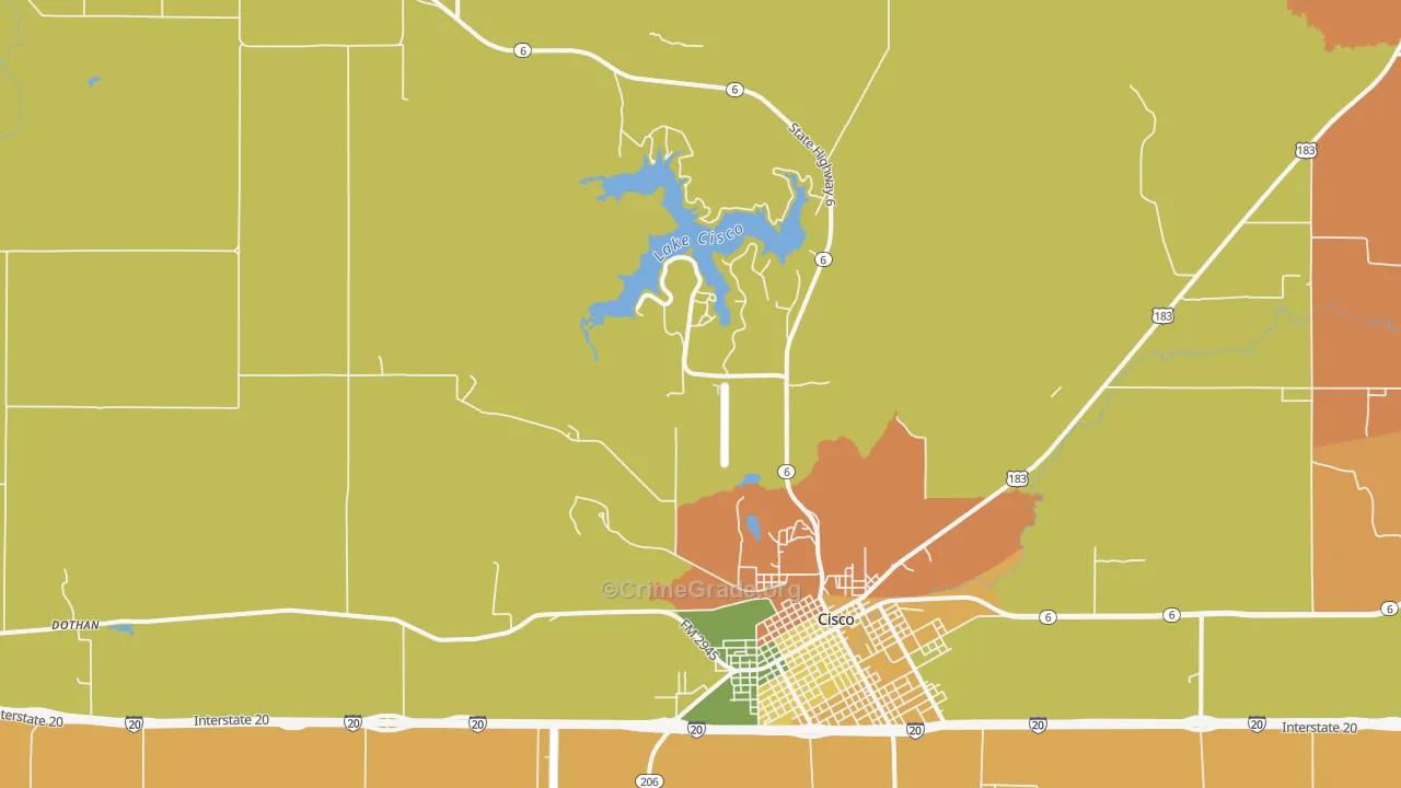 Dothan, TX Map of Robbery Rates