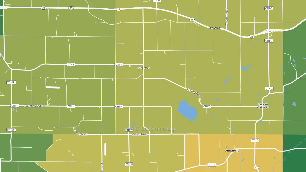 Dotyville, WI Map of Robbery Rates