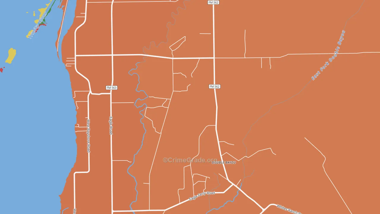 Double Bayou, TX Map of Robbery Rates