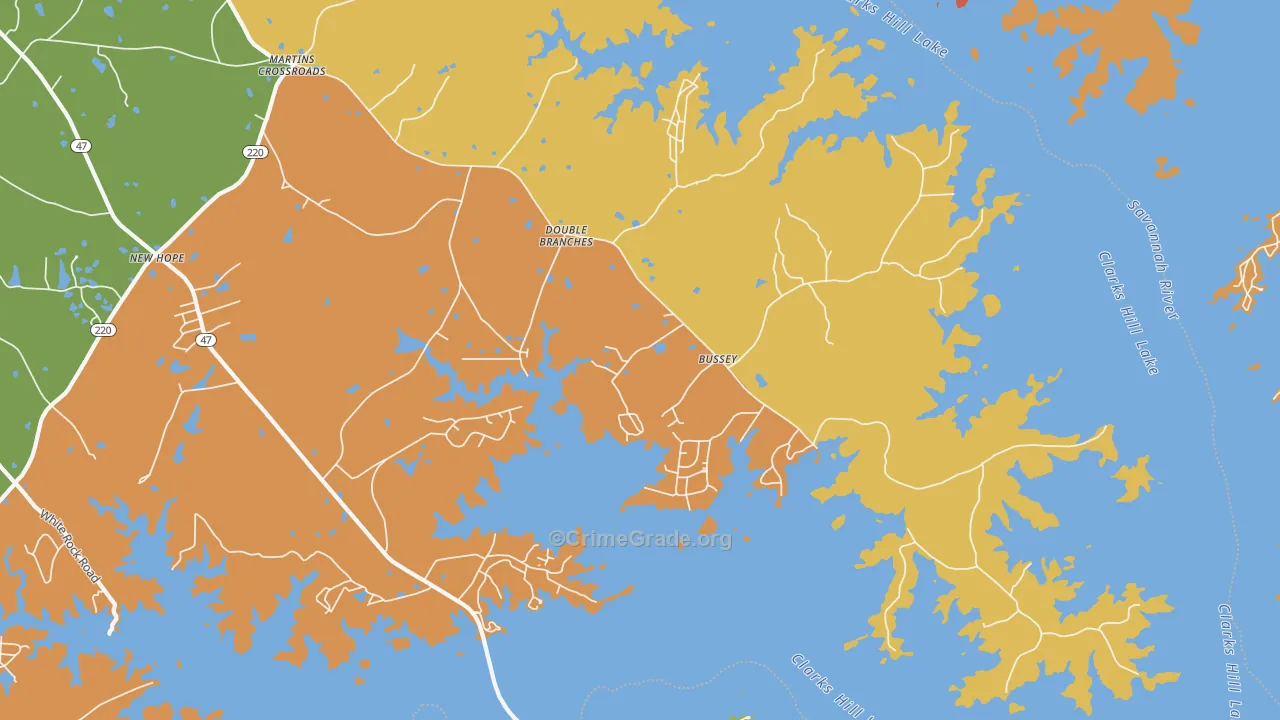 Double Branches, GA Map of Robbery Rates