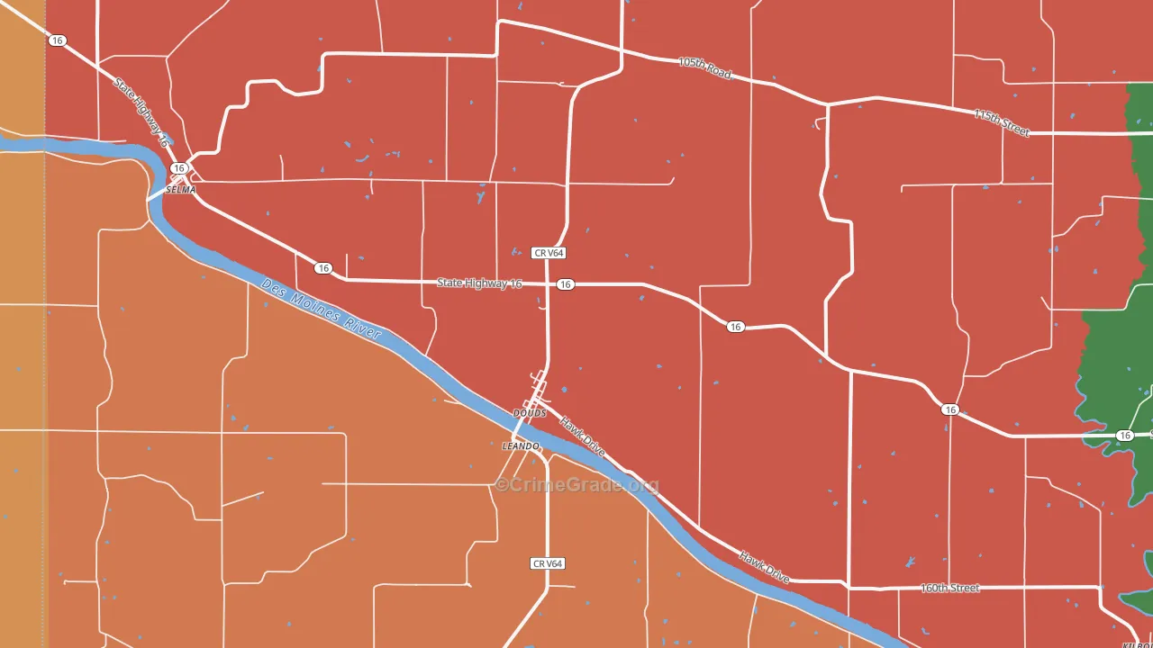 Douds, IA Map of Robbery Rates