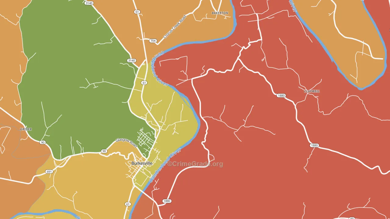 Dougan Town, KY Map of Robbery Rates