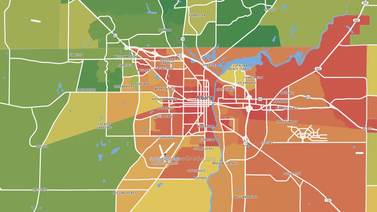 Dougherty County, GA Map of Robbery Rates