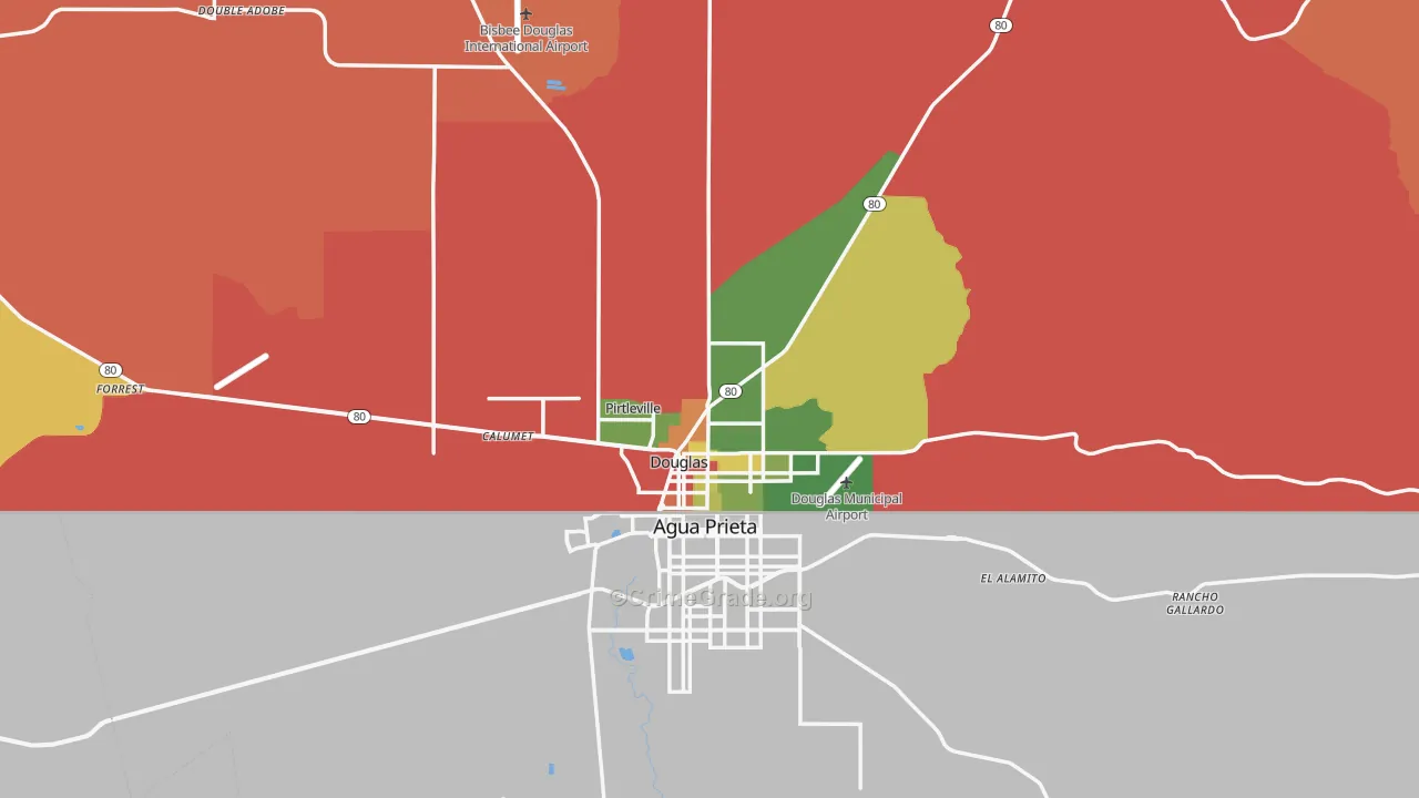 Douglas, AZ Map of Robbery Rates