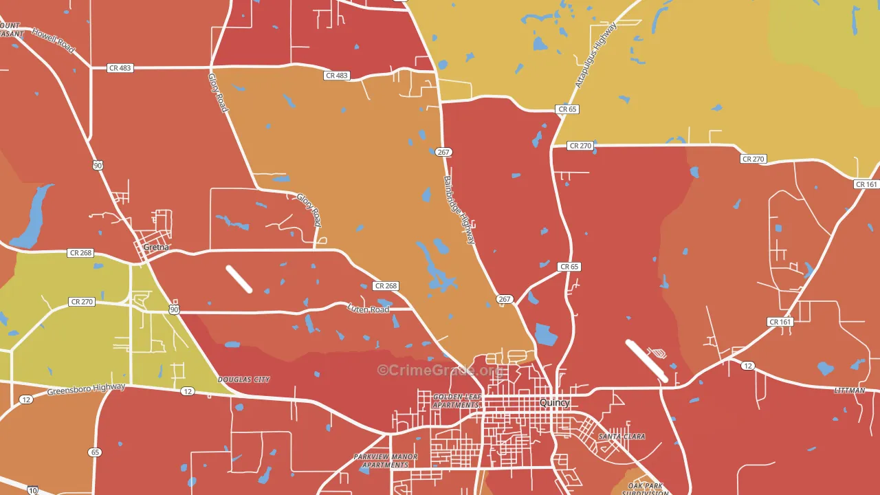 Douglas City, FL Map of Robbery Rates
