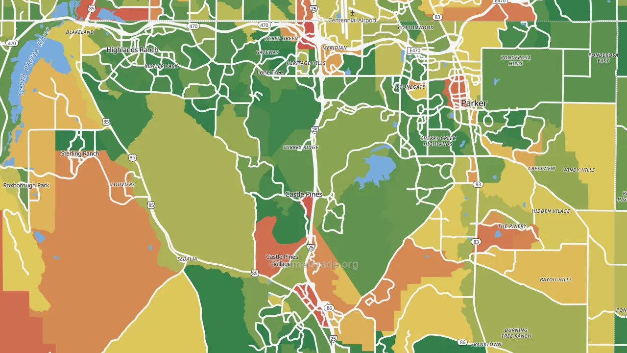 Douglas County, CO Map of Robbery Rates