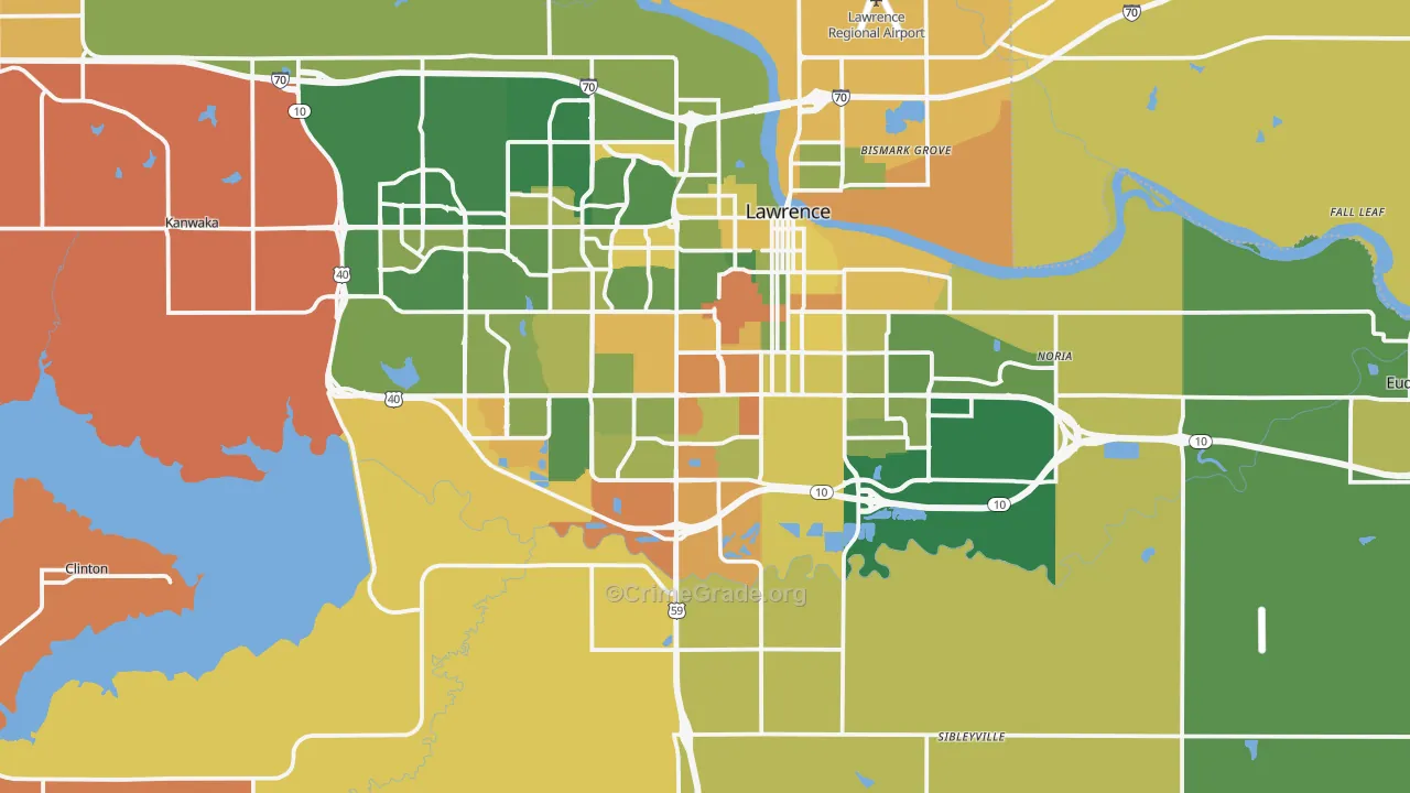 Douglas County, KS Map of Robbery Rates