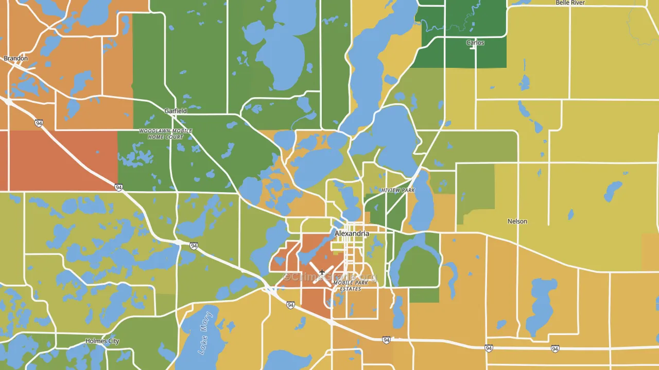 Douglas County, MN Map of Robbery Rates