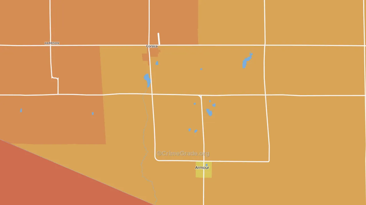 Douglas County, SD Map of Robbery Rates