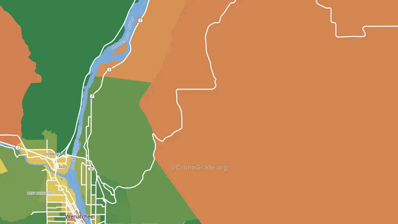 Douglas County, WA Map of Robbery Rates