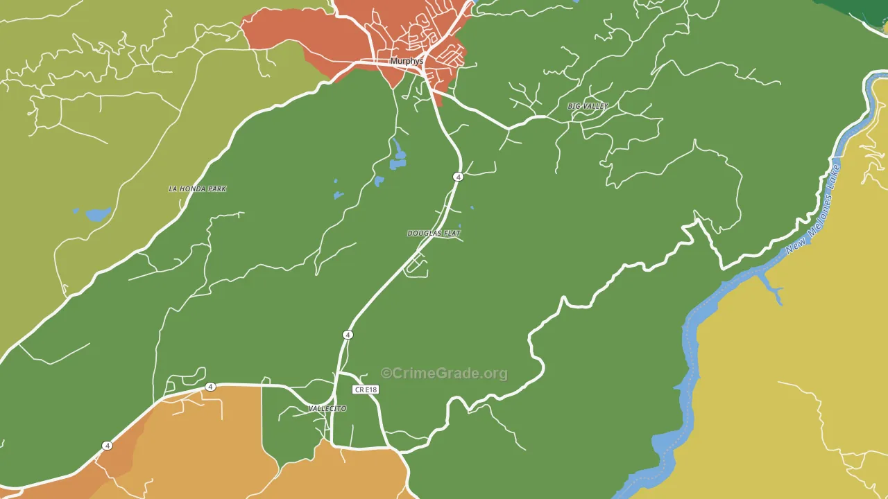 Douglas Flat, CA Map of Robbery Rates