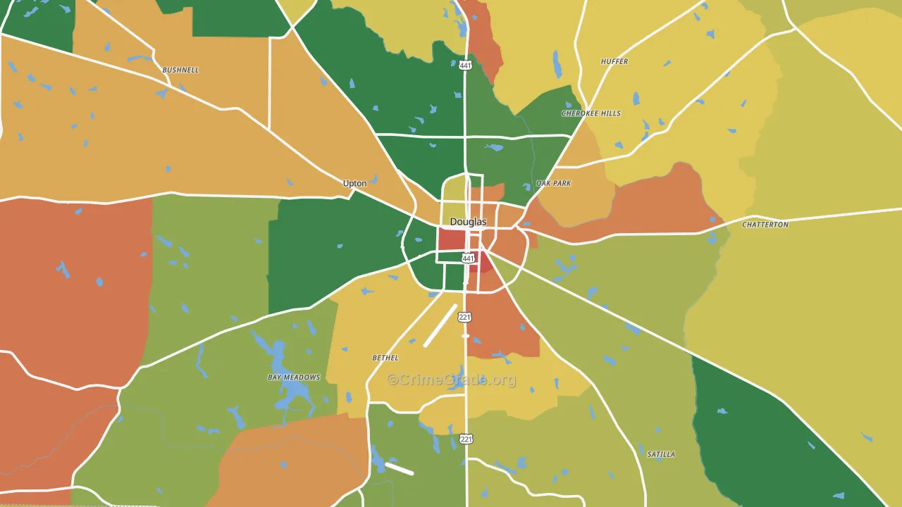 Douglas, GA Map of Robbery Rates