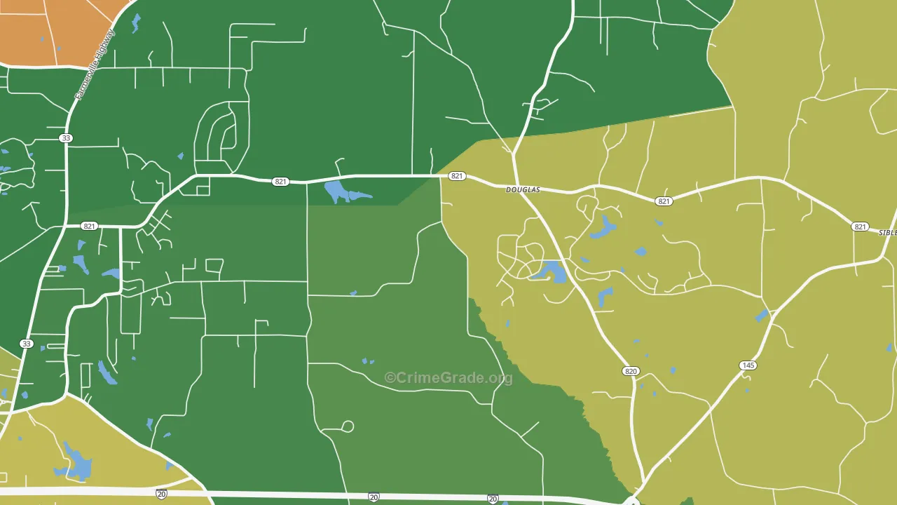 Douglas, LA Map of Robbery Rates