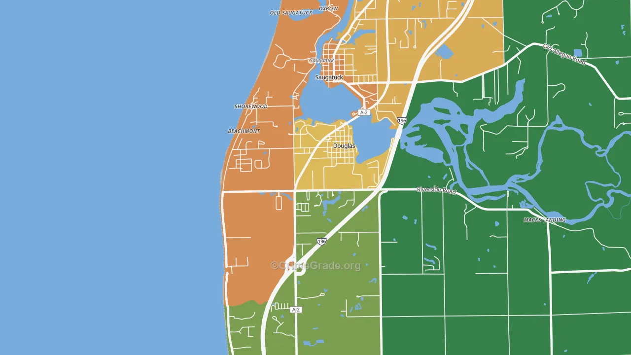 Douglas, MI Map of Robbery Rates
