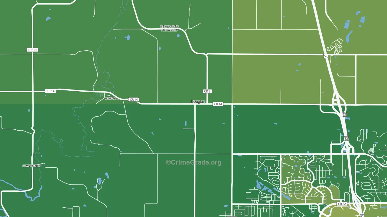 Douglas, MN Map of Robbery Rates