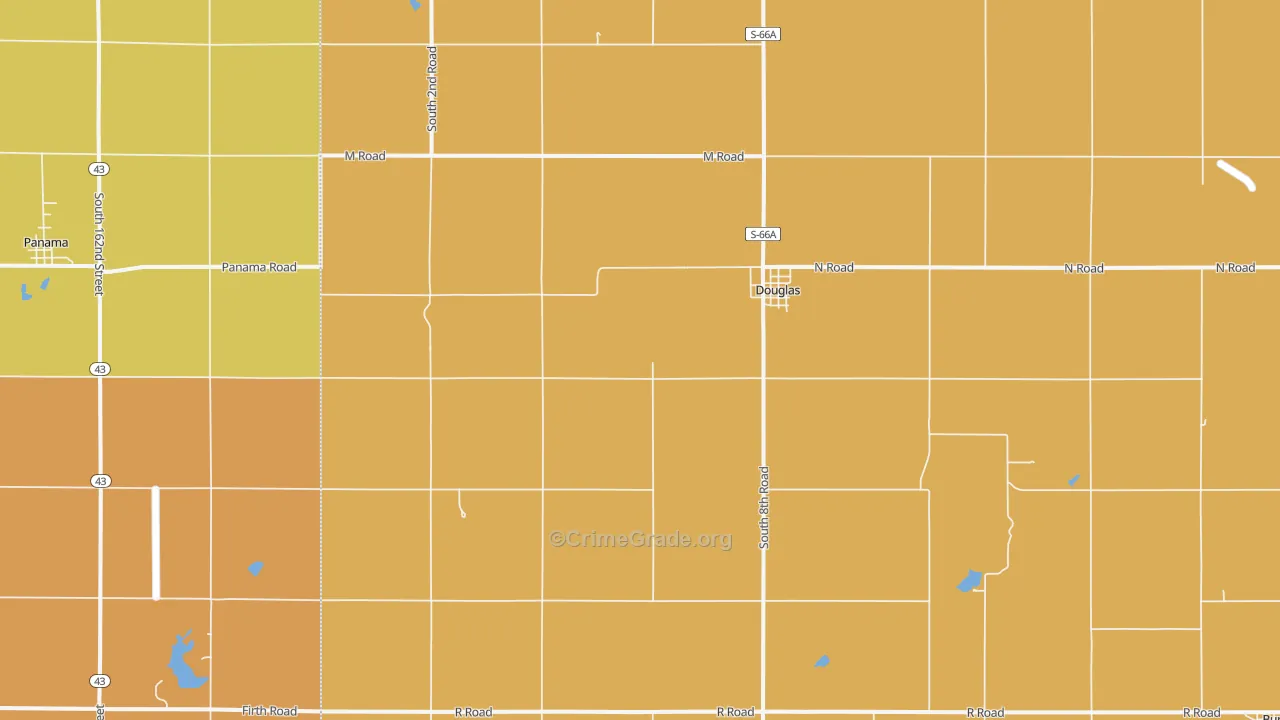 Douglas, NE Map of Robbery Rates